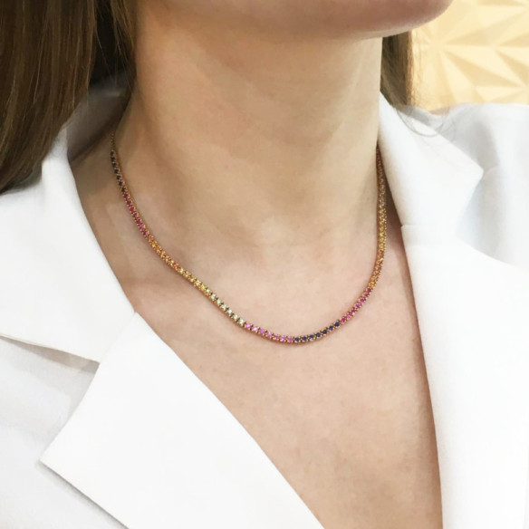 Gargantilla Zafiros Colores Oro Rosa Rainbow - COLLARES