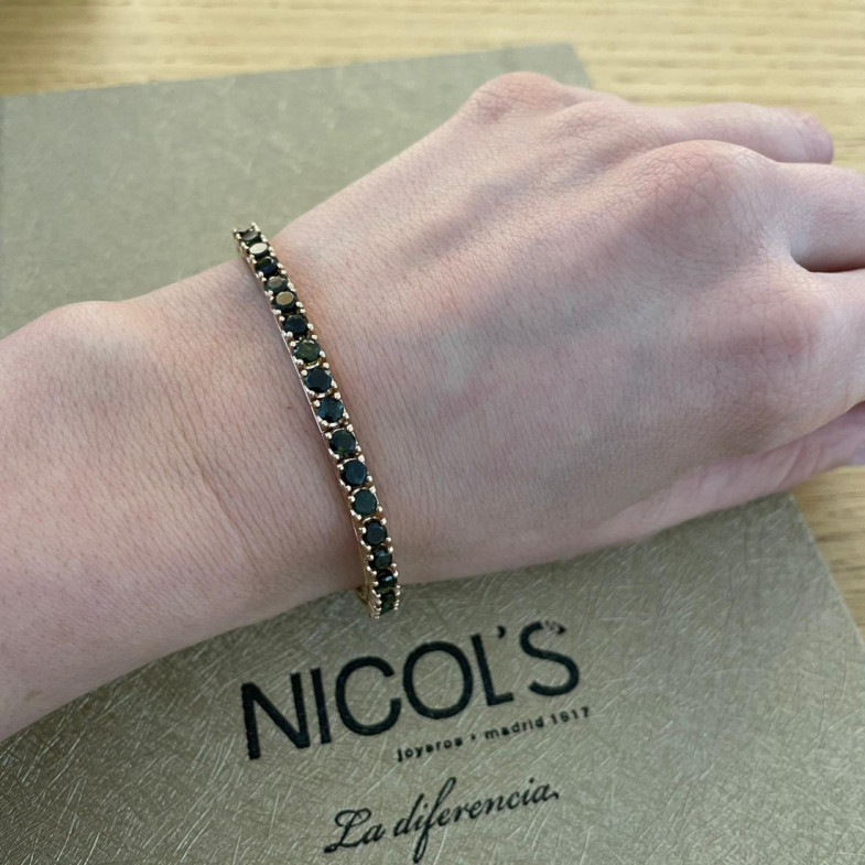 Pulsera Zafiros Verde Oscuro 9.50Ct Oro Rosa Rainbow - Bracelets de couleur de pierres