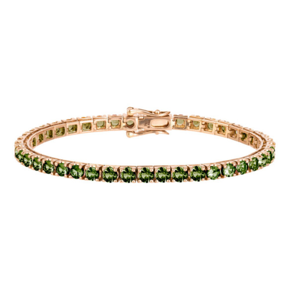 Pulsera Zafiros Verde Oscuro 9.50Ct Oro Rosa Rainbow - Steine Farbarmbänder