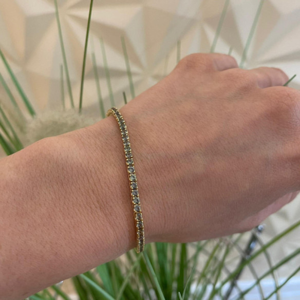 Light Green Sapphires Bracelet 3.80ct Yellow Gold RAINBOW - Stones Color Bracelets