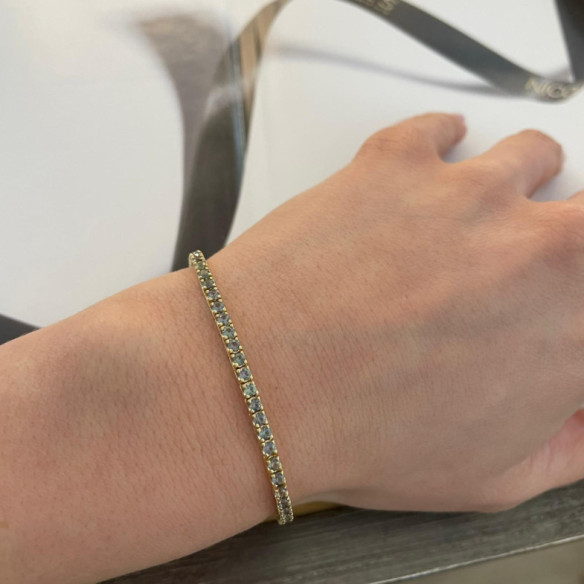 Pulsera Zafiros Verdes Claro 3.80Ct Oro Amarillo Rainbow - Pulseras Piedras Color