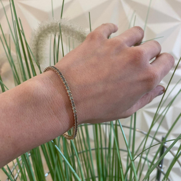 Pulsera Zafiros Verdes Claro 3.80Ct Oro Rosa Rainbow - Pulseras Piedras Color