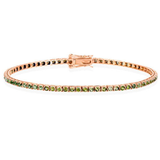 Light Green Sapphires Bracelet 3.80ct Rose Gold RAINBOW - Stones Color Bracelets 2