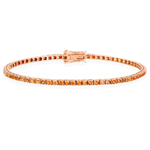 Orange Sapphires Bracelet 3.80ct Rose Gold RAINBOW - Stones Color Bracelets