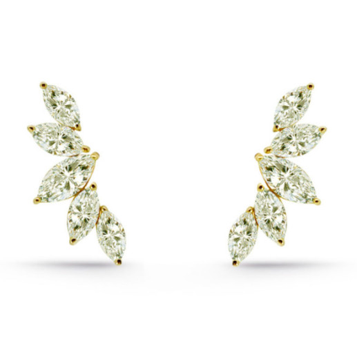 Climber Earrings Marquis Gold 1.5 Ct - Earrings