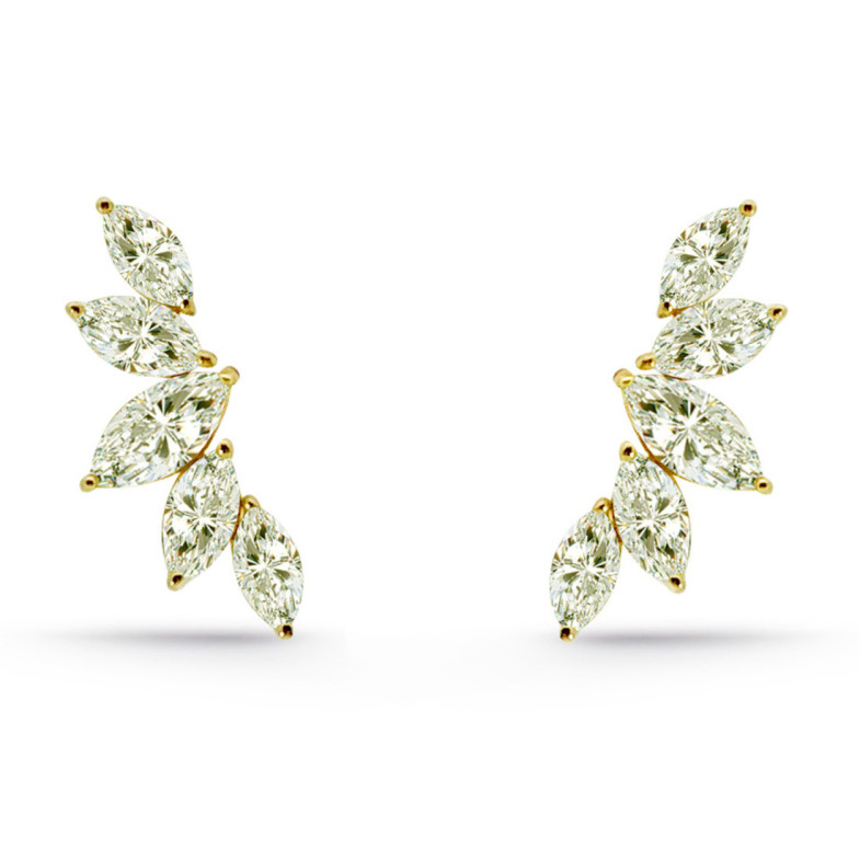 Climber Earrings Marquis Gold 1.5 Ct - Earrings