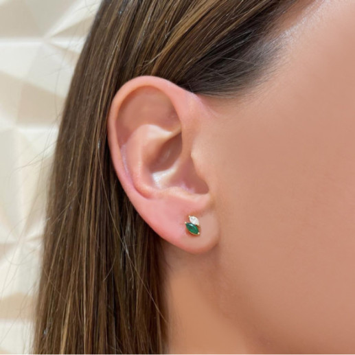 Pendientes Trepadores Marquise Diamantes y Esmeraldas Oro Amarillo - Orecchini arrampicati 2