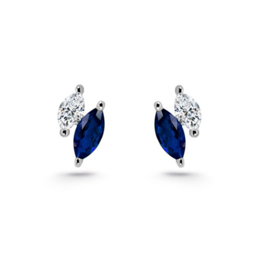 Pendientes Trepadores Marquise Diamantes y Zafiros - ORECCHINI