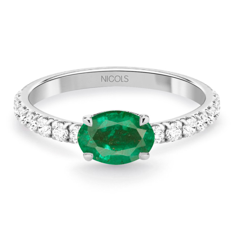 Anillo Esmeralda y Diamantes Lolita 0.45 - Grüne Verlobungsringe
