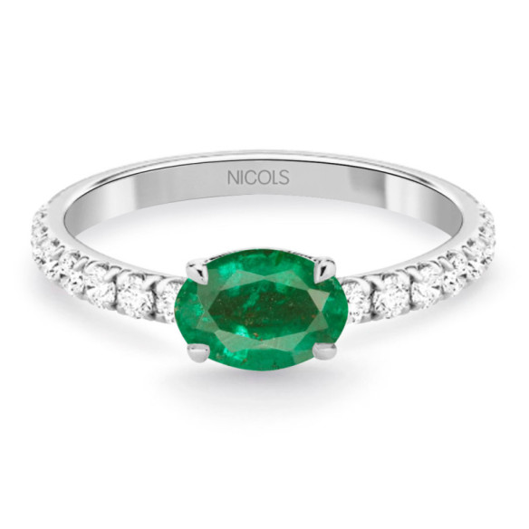 Anillo Esmeralda y Diamantes Lolita 0.45 - Grüne Verlobungsringe