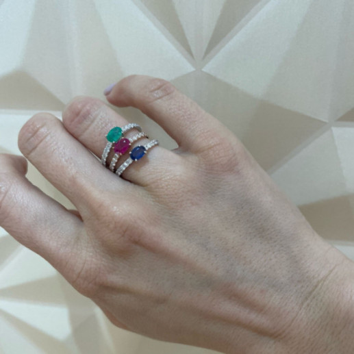 Anillo Esmeralda y Diamantes Lolita 0.45 - Anéis de noivado verde 2