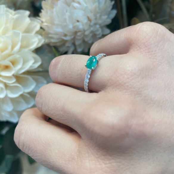 Anillo Esmeralda y Diamantes Lolita 0.45 - Grüne Verlobungsringe