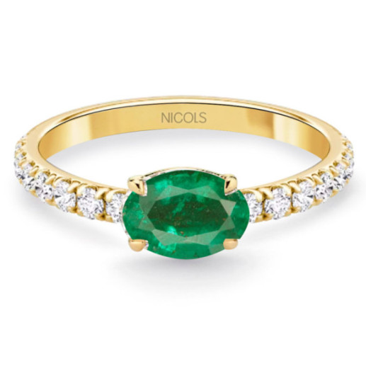 Lolita Emerald and Diamond Ring 0.45 Yellow Gold - Green engagement rings