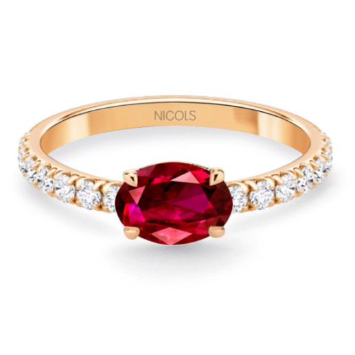 Anillo Rubí y Diamantes Lolita 0.45 Oro Rosa - ANELLI