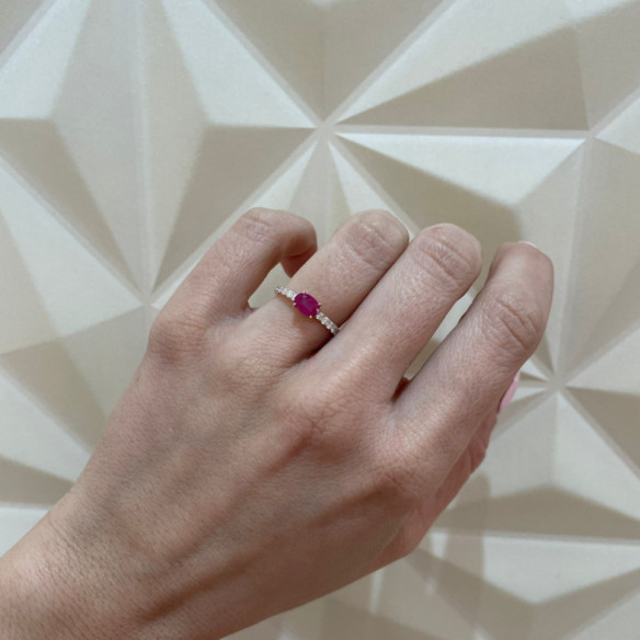 Anillo Rubí y Diamantes Lolita 0.45 Oro Rosa - ANILLOS