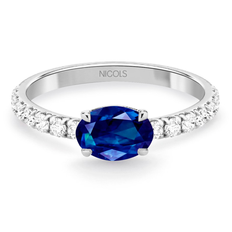 Anillo Zafiro y Diamantes Lolita 0.45 - Anillos de Compromiso Azul