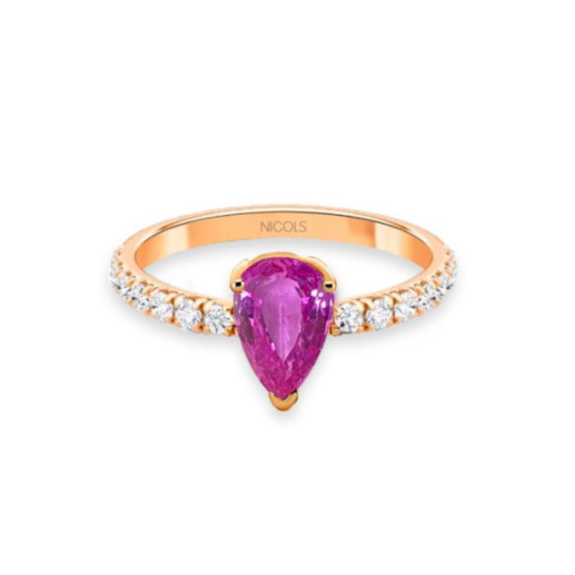Lolita Pear Ring Pink Sapphire and Diamonds 0.80 Rose Gold 26910385119 - Sapphire rings 2