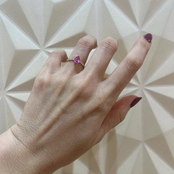 Anillo pera Lolita Zafiro rosa y Diamantes 0.80 Oro Rosa - Bagues en saphir