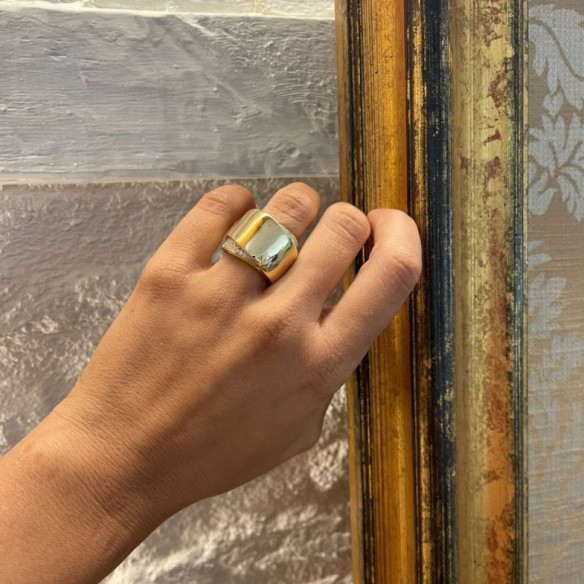 Anillo Oro Diamantes Tierra Ardiente - Talla Brillante