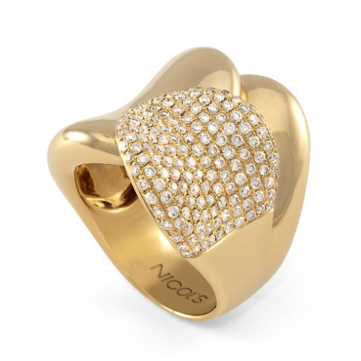 Anello dorato diamante terra brucia - Alti gioielli