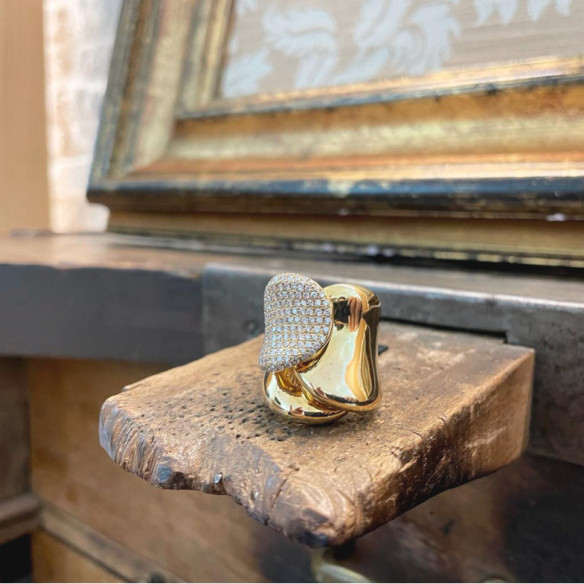 Gold Diamond Ring BURNING EARTH - High jewelry