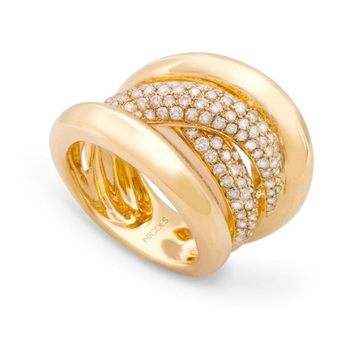 Anello dorato diamante terra brucia - Brillante