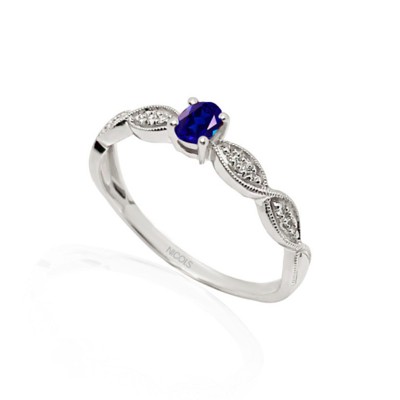 Anillo Zafiro Azul Wave - diseños vintage