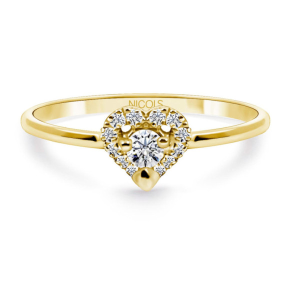 Gold ring LOVE HEART - Heart Cut