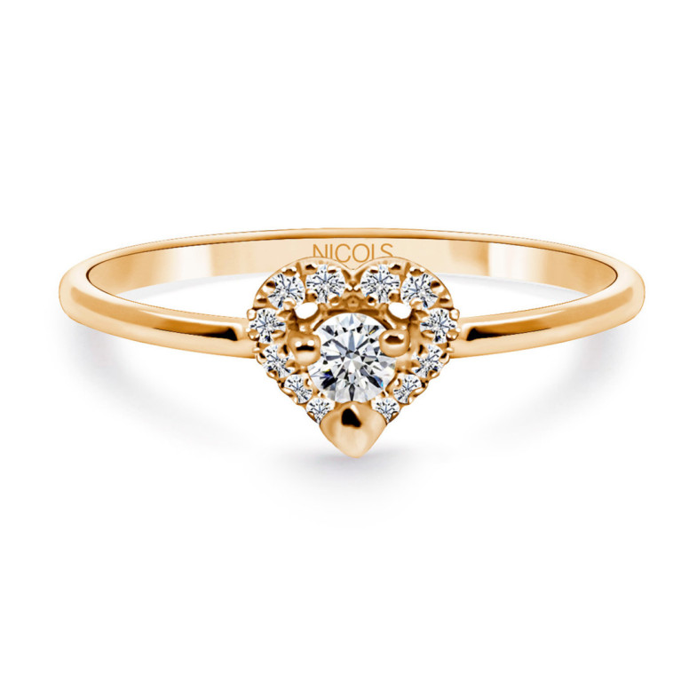 Gold ring LOVE HEART - Heart Cut