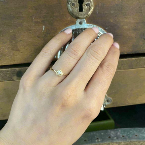 Gold-Liebes-Herz-Ring - Herzschnitt
