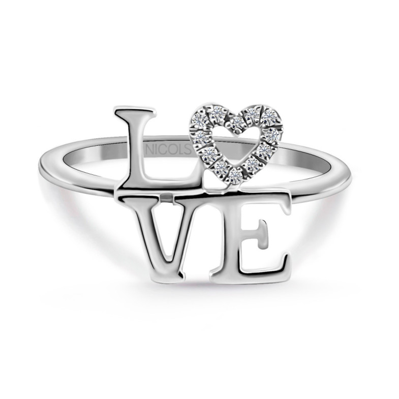 Gold ring LOVE MINI DETAILS - Diamond Rings