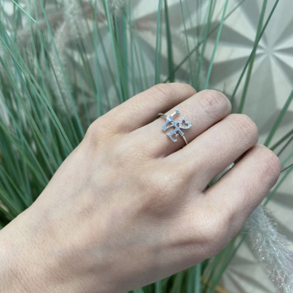 Gold ring LOVE MINI DETAILS - Diamond Rings