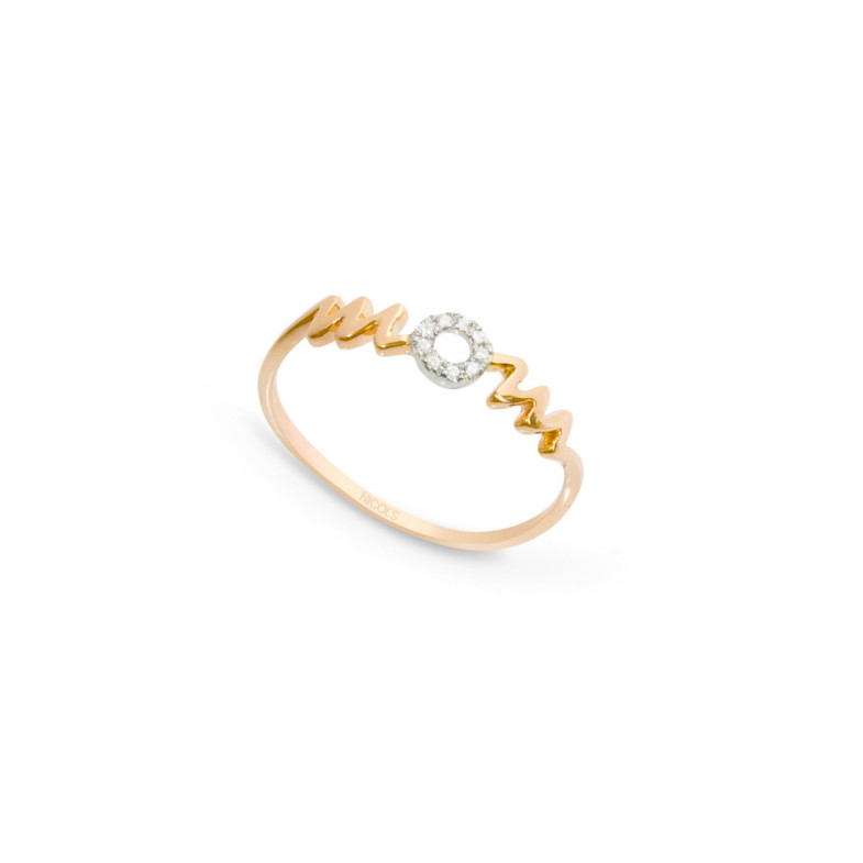 Anillo Oro Mom Mama Mini Details - Talla Brillante