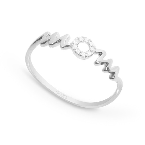 Anello in oro Mamma bianca Mamma Mini dettagli - Brillante