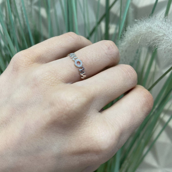 Anillo Oro Blanco Mom Mama Mini Details - Génial