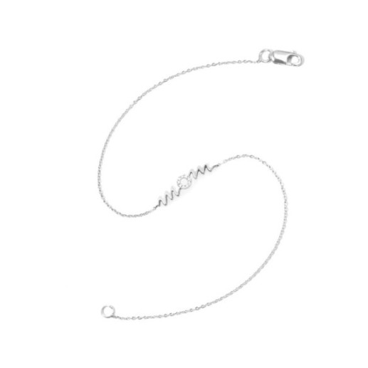 Pulsera Oro Blanco Mom Mama Mini Details - Bracelets de diamant