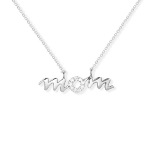 Collar Oro Blanco Mom Mama Mini Details - Collares de Diamantes