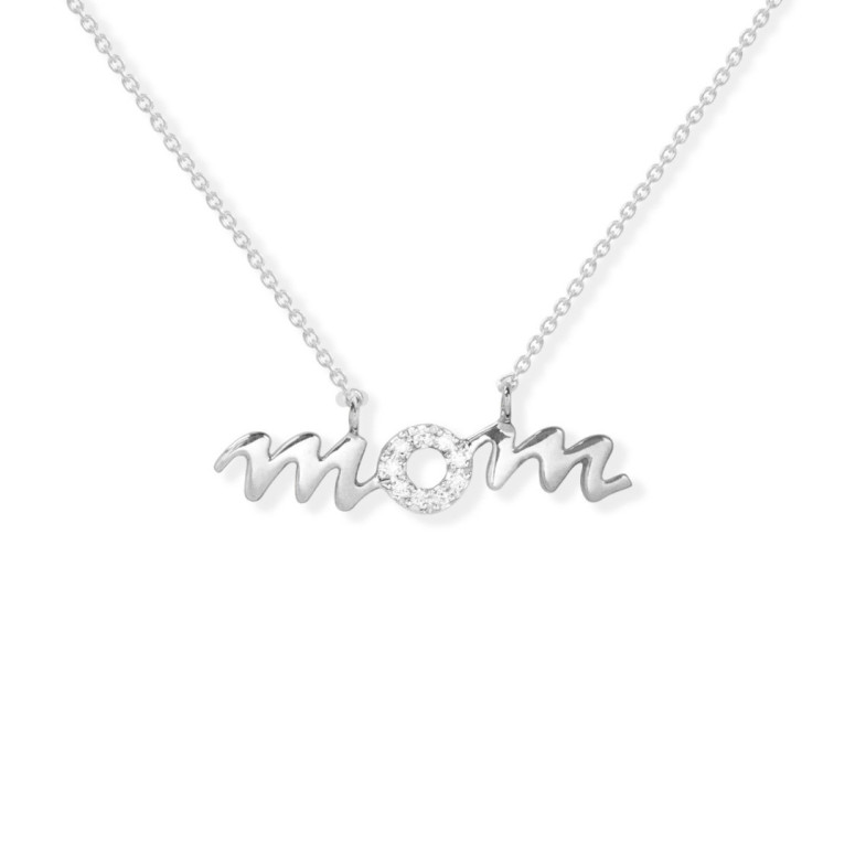 Oro bianco mamma Mamma Mini dettagli - Collane di diamante