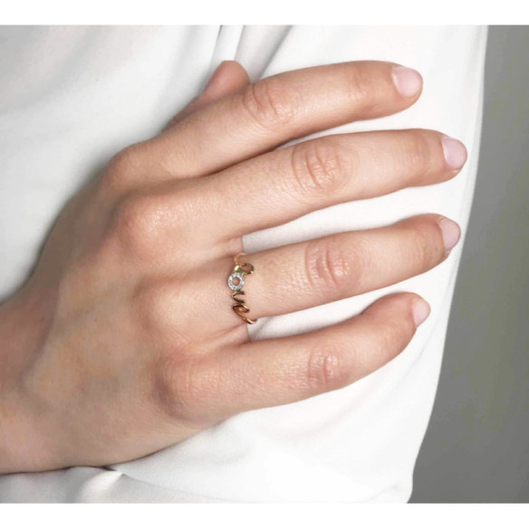 Anillo Oro Love Mini Details - Talla Brillante