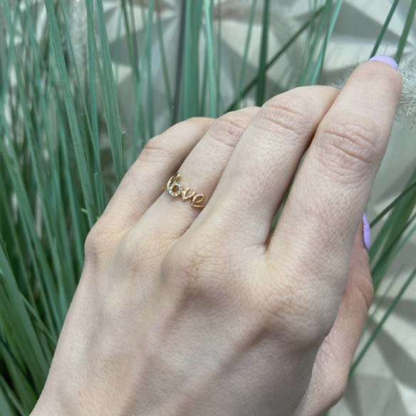 Gold ring LOVE MINI DETAILS - Brilliant Cut