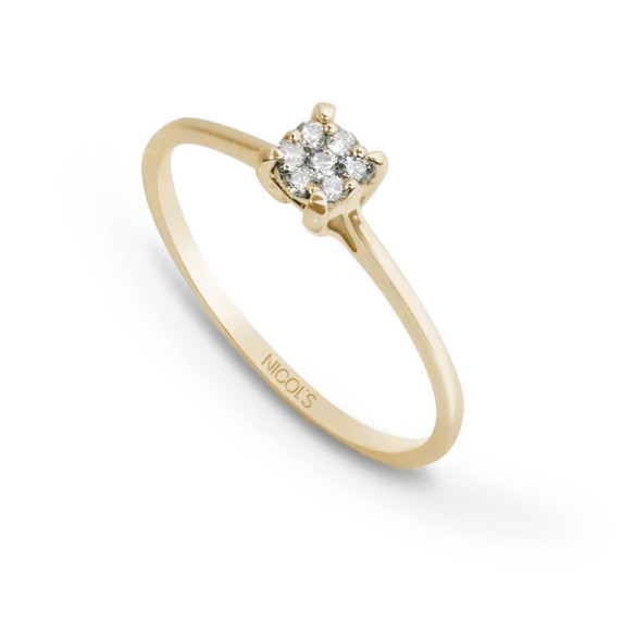 Anello Gardenia con diamanti 0,10 in oro giallo - disegni attuali