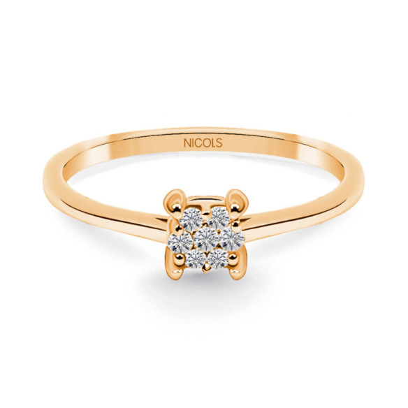 Gardenia Diamond Ring 0.10 Pink Gold - Diamond Rings