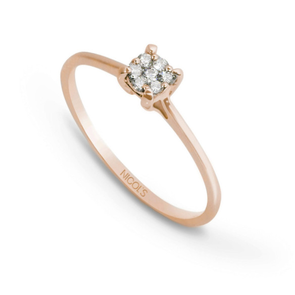 Gardenia Diamond Ring 0.10 Pink Gold - Diamond Rings