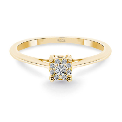 Anillo Oro Diamantes Rosetón Detail - Anillos de Diamantes