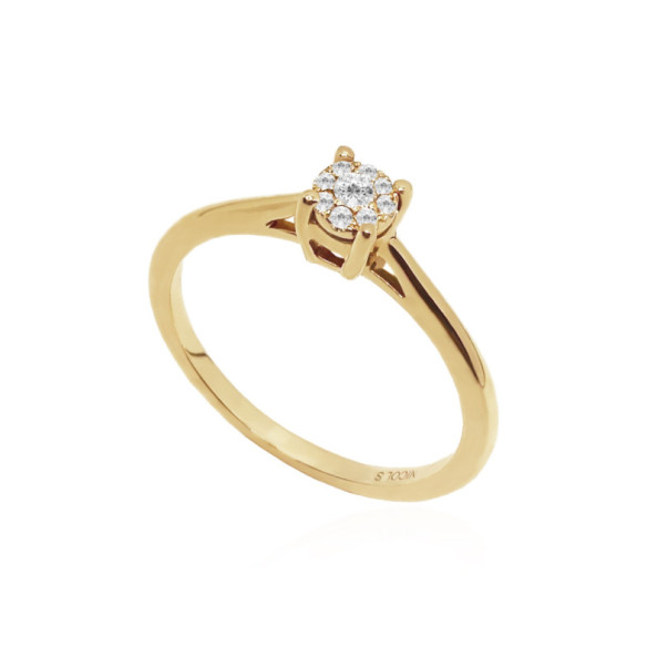 Anillo Oro Diamantes Rosetón Detail - Anillos de Diamantes