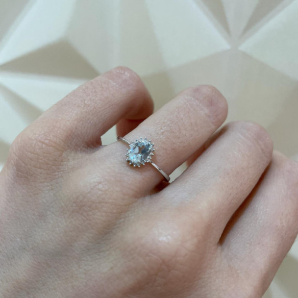 Anello Acquamarina e Diamanti Candy - Anelli altre pietre preziose