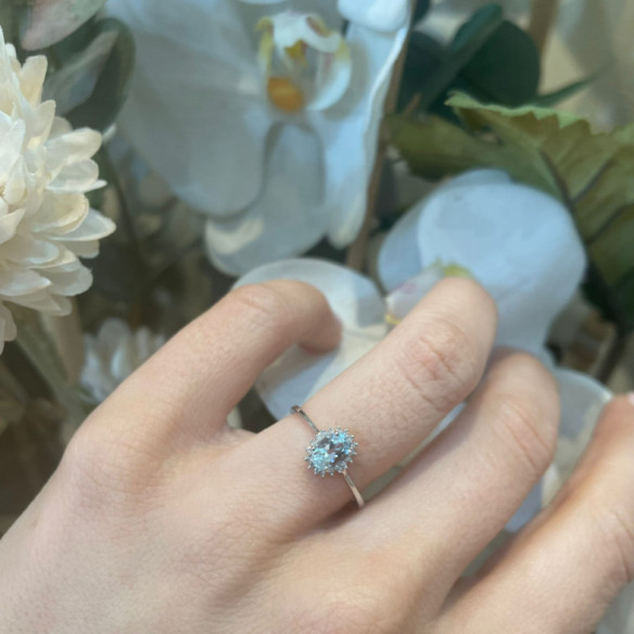 Anello Acquamarina e Diamanti Candy - Anelli altre pietre preziose