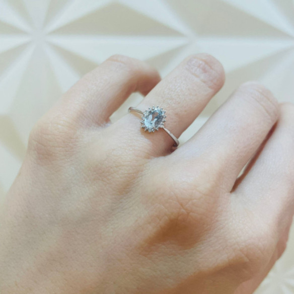 Anello Acquamarina e Diamanti Candy - Anelli altre pietre preziose