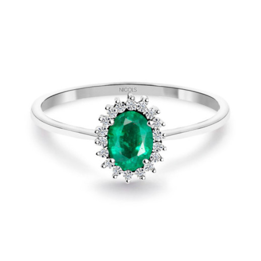 Anillo Esmeralda 0.50 Diamantes Candy - ANILLOS