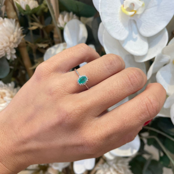 Anello Smeraldo 0,50 Diamanti Caramella - ANELLI